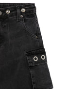 Jeans per bambina MSGM Kids in denim nero modello cargo - Rubino Kids