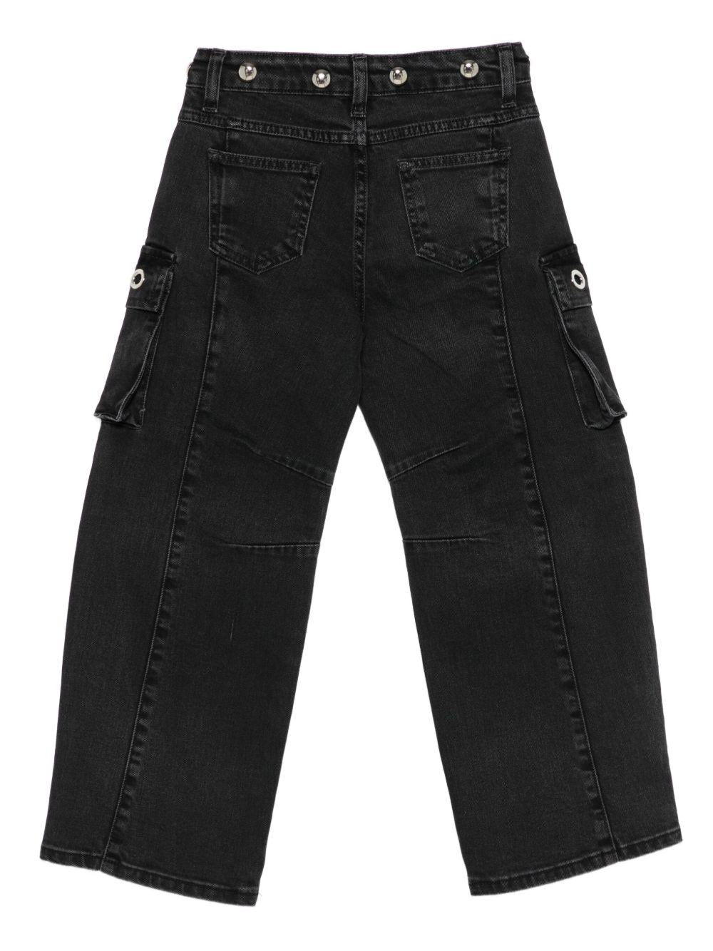Jeans per bambina MSGM Kids in denim nero modello cargo - Rubino Kids