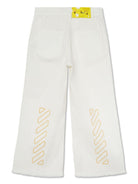 Jeans per bambina Off - White Kids Bookish bianco con orlo sfrangiato - Rubino Kids