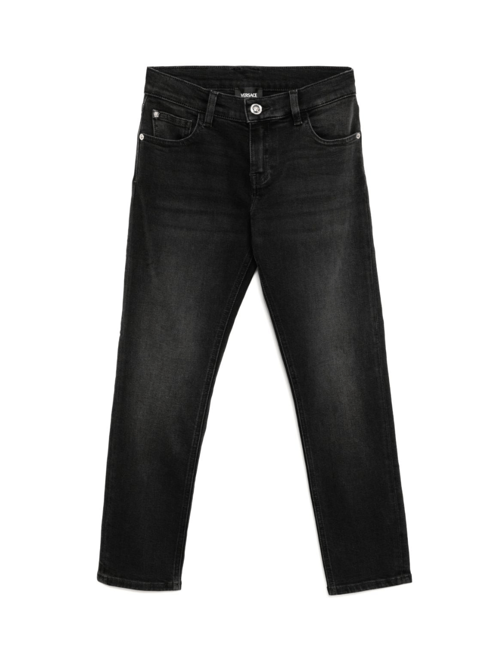 Jeans per bambina Versace Kids in denim nero modello dritto - Rubino Kids