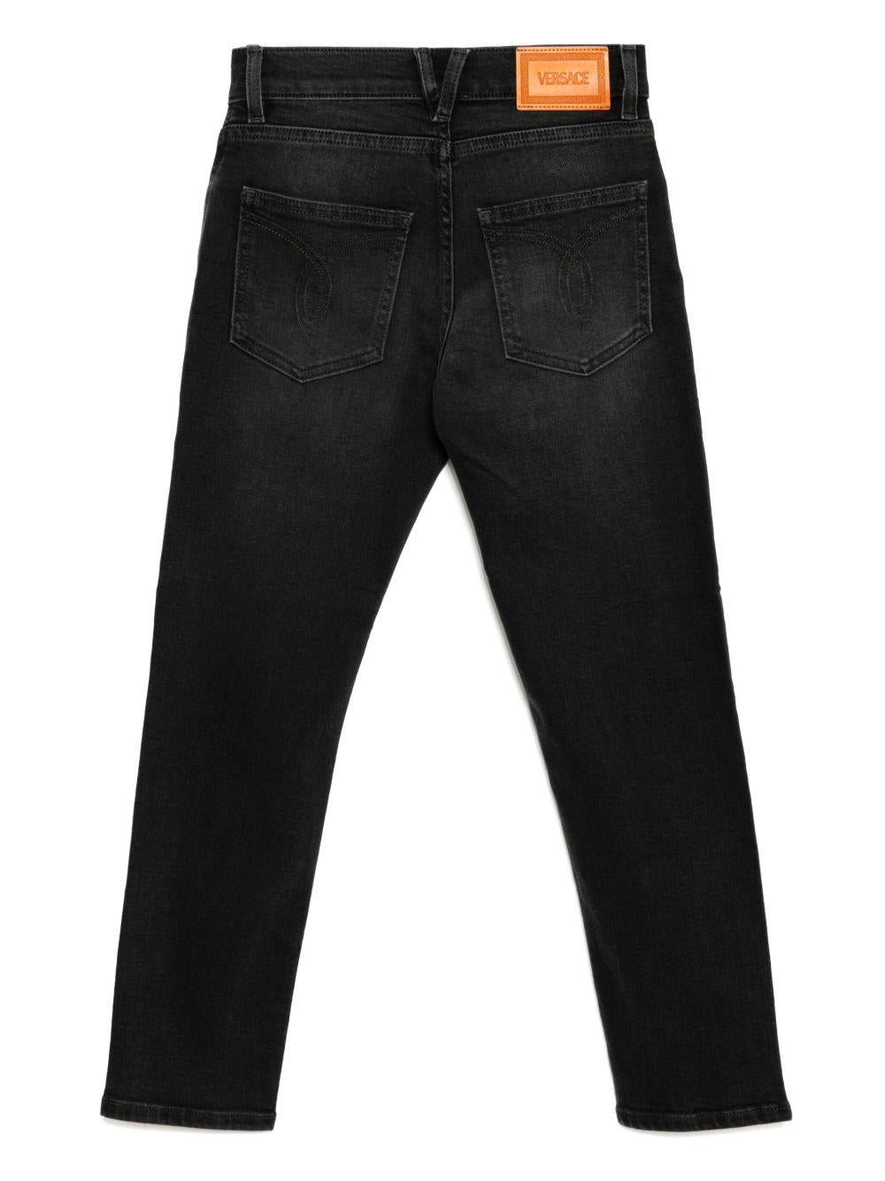 Jeans per bambina Versace Kids in denim nero modello dritto - Rubino Kids