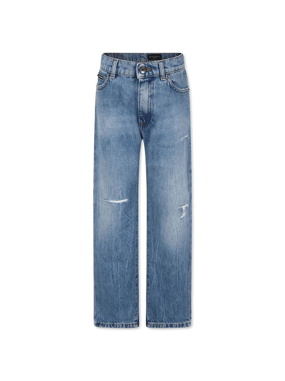 Jeans per bambino Dolce & Gabbana Kids in denim a gamba dritta con dettagli strappati - Rubino Kids