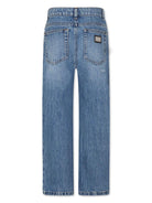 Jeans per bambino Dolce & Gabbana Kids in denim a gamba dritta con dettagli strappati - Rubino Kids