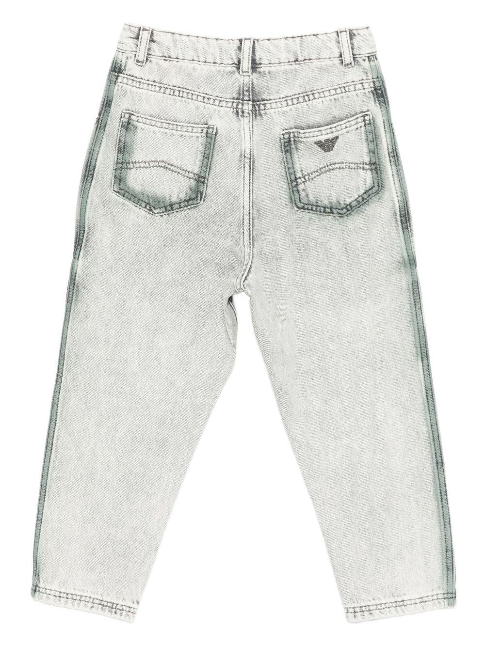 Jeans per bambino Emporio Armani Kids grigio con placca logo - Rubino Kids
