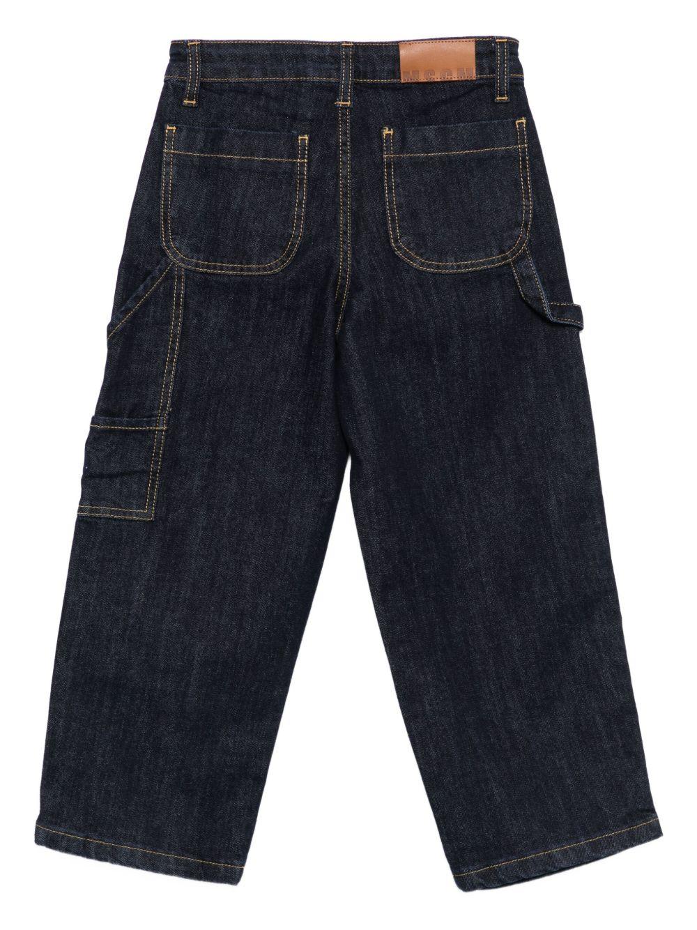 Jeans per bambino MSGM Kids denim con toppa con logo - Rubino Kids