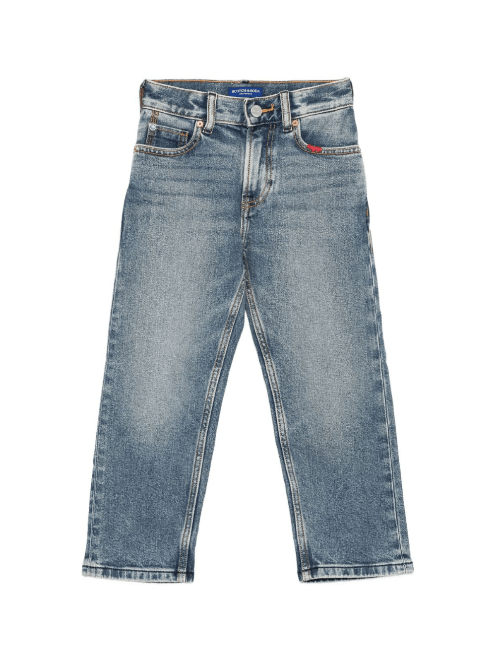 Jeans per bambino Scotch & Soda Kids denim con patta con bottoni - Rubino Kids