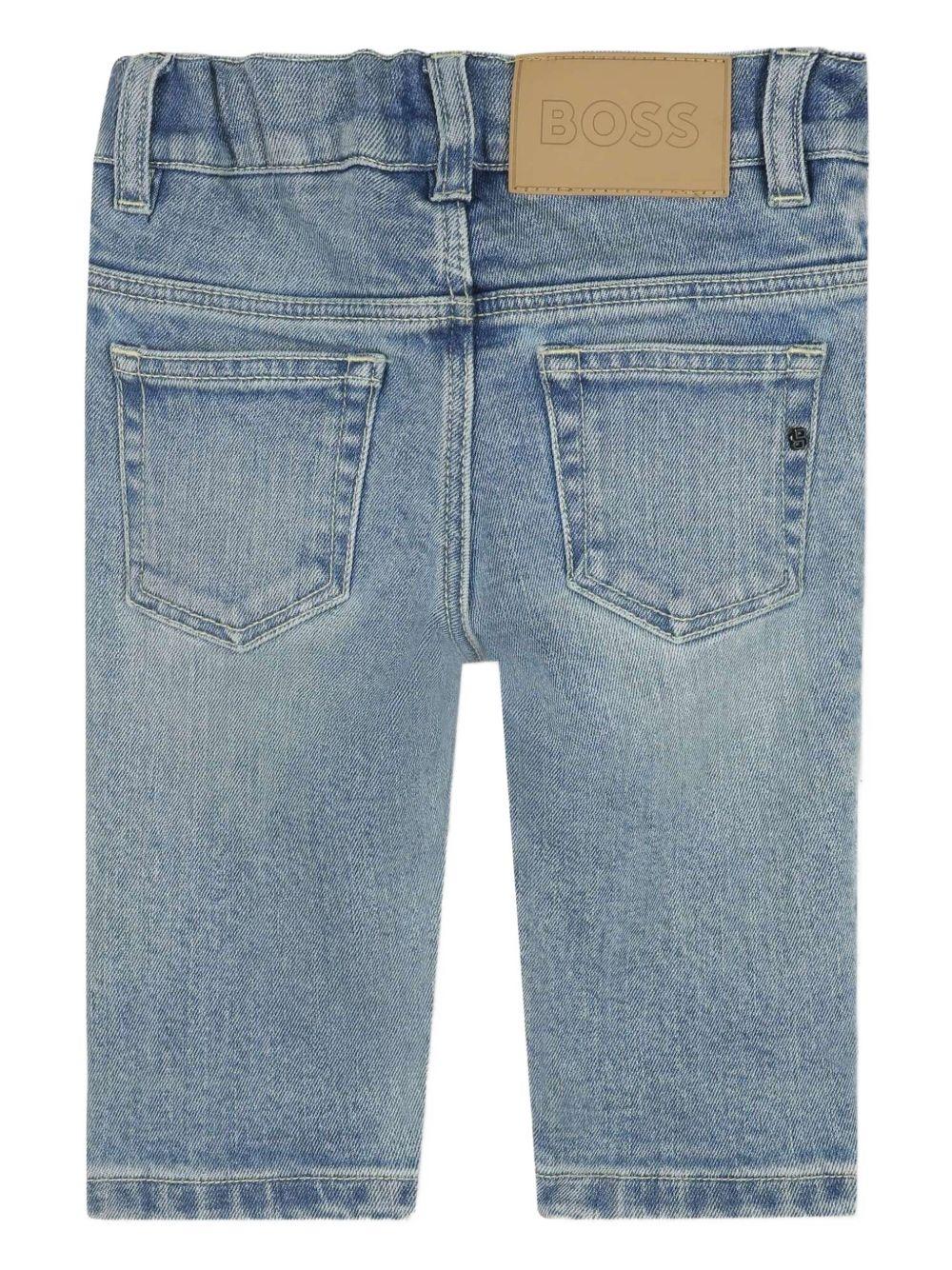 Jeans per neonato BOSS Kids denim con applicazione logo - Rubino Kids