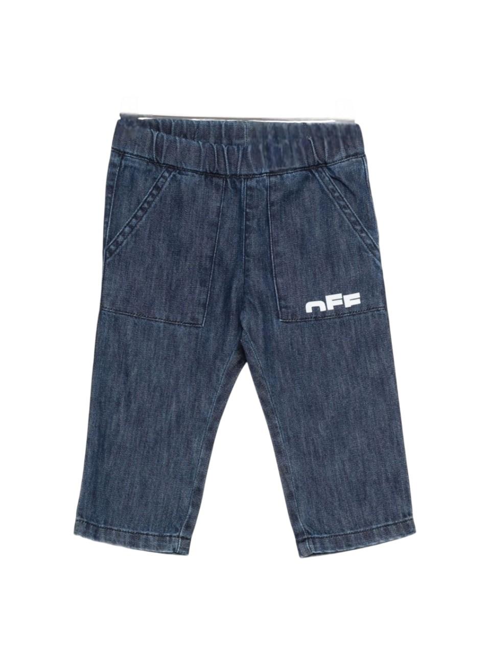 Jeans per neonato Off - White Kids in denim con elastico in vita - Rubino Kids
