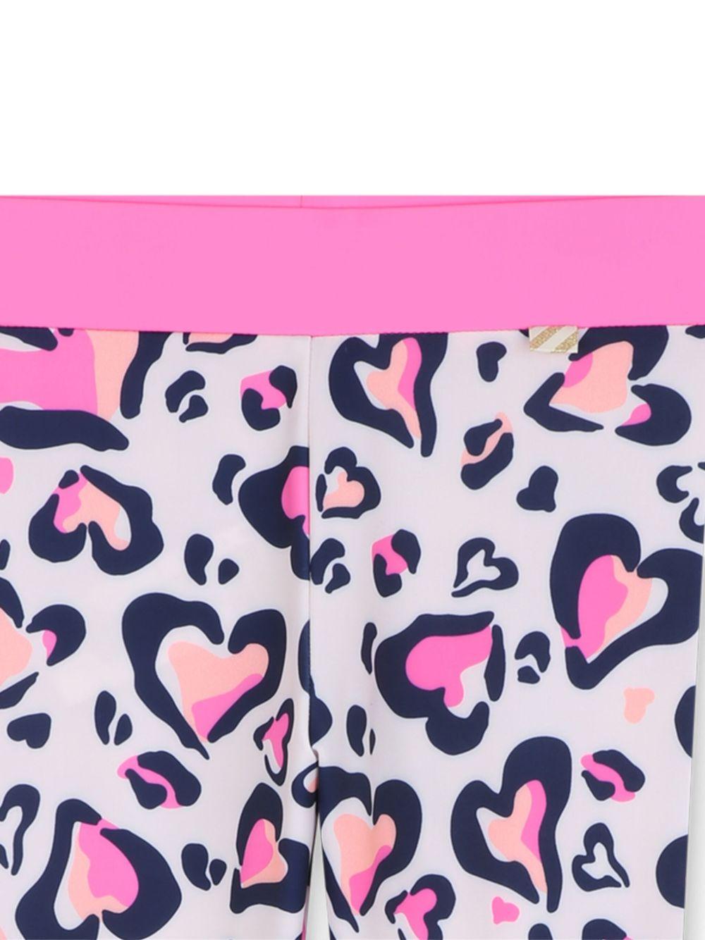 Leggings per bambina Billieblush rosa con stampa a cuori all - over - Rubino Kids