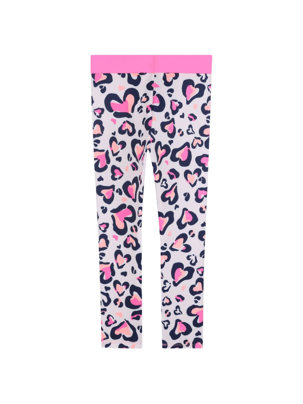 Leggings per bambina Billieblush rosa con stampa a cuori all - over - Rubino Kids