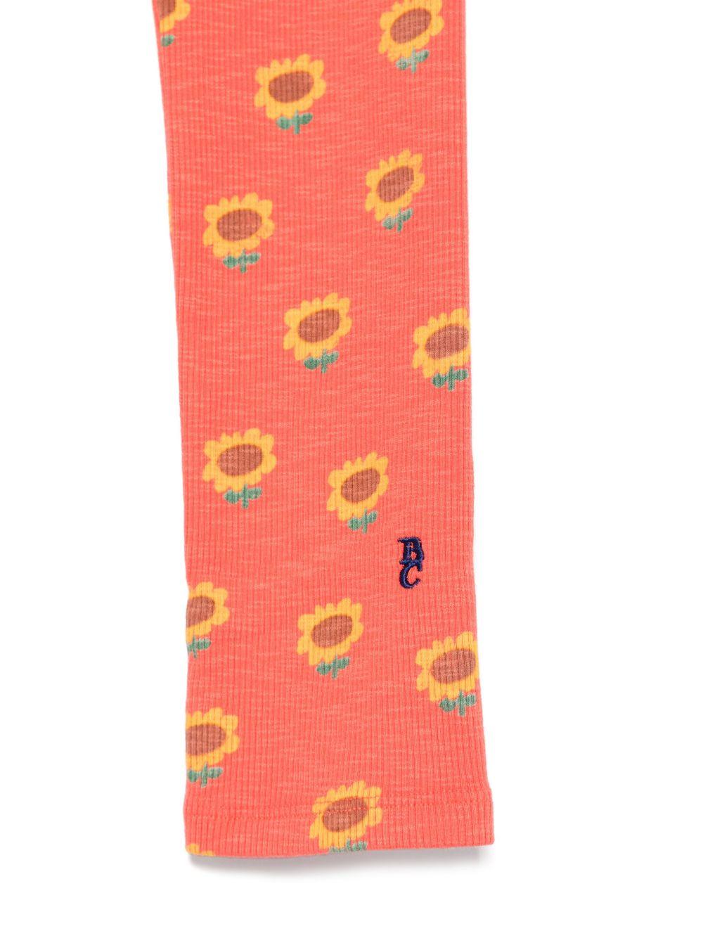 Leggings per bambina Bobo Choses Sunflower arancione con stampa girasoli - Rubino Kids