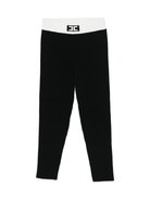 Leggings per bambina Elisabetta Franchi La Mia Bambina nero con bordo a contrasto - Rubino Kids