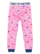 Leggings per bambina Stella McCartney Kids rosa con stampa stelle - Rubino Kids
