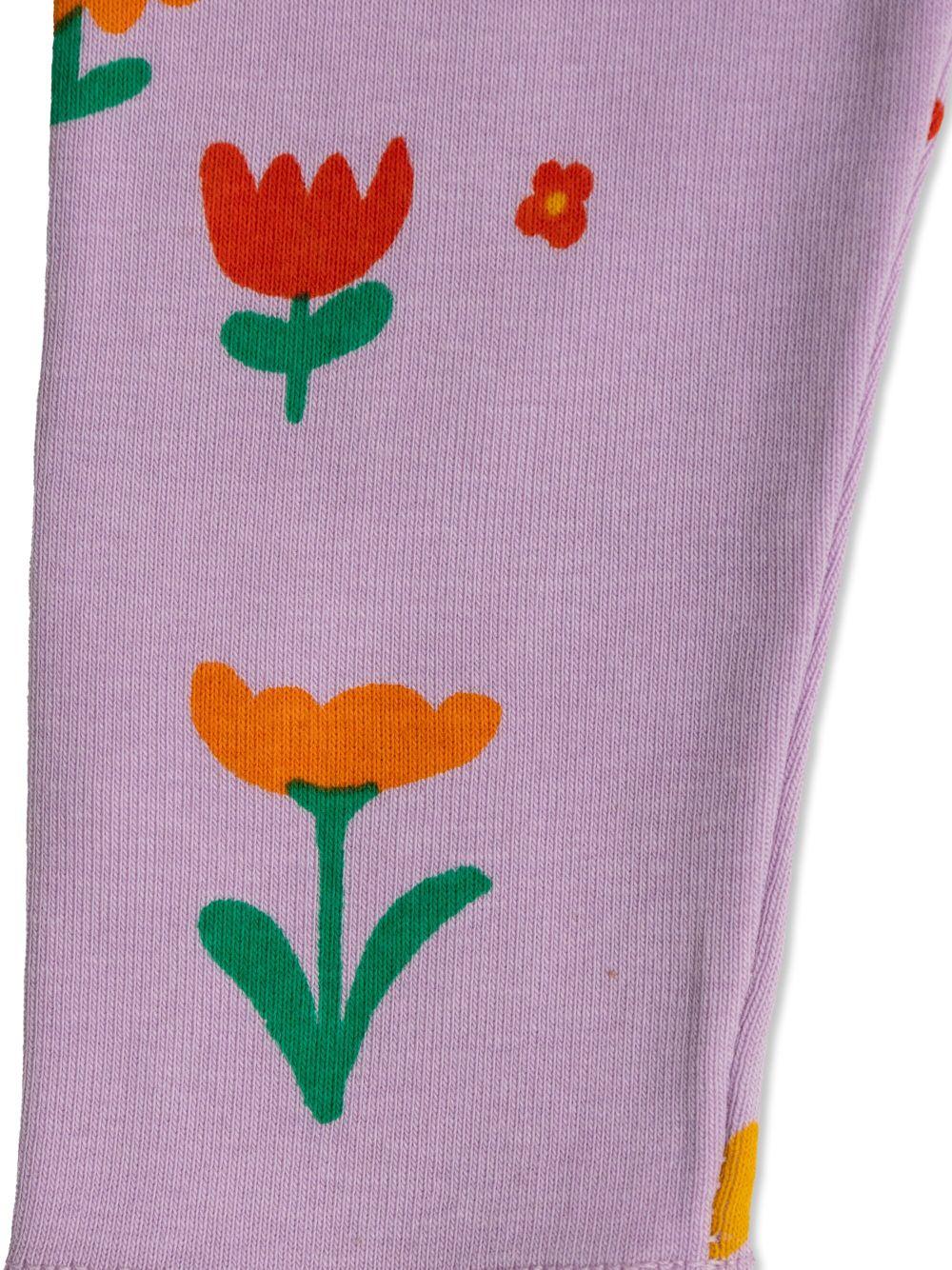 Leggings per neonata Bobo Choses Garden Party lilla con stampa con fiori all - over - Rubino Kids