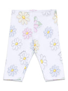 Leggings per neonata Monnalisa bianco con stampa floreale - Rubino Kids