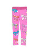 Leggins per bambina Stella McCartney Kids fucsia con stampa fiocchi - Rubino Kids