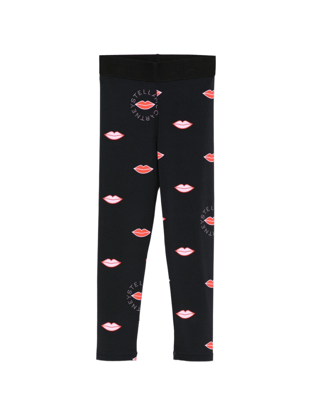 Leggins per bambina Stella McCartney Kids neri con stampa labbra - Rubino Kids
