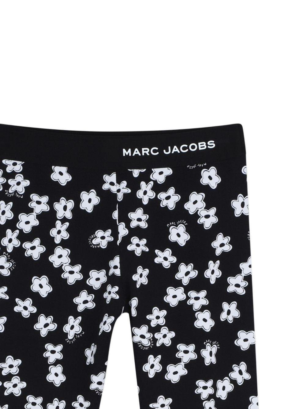 Leggins per bambina The Marc Jacobs Kids neri con stampa a fiori all - over - Rubino Kids