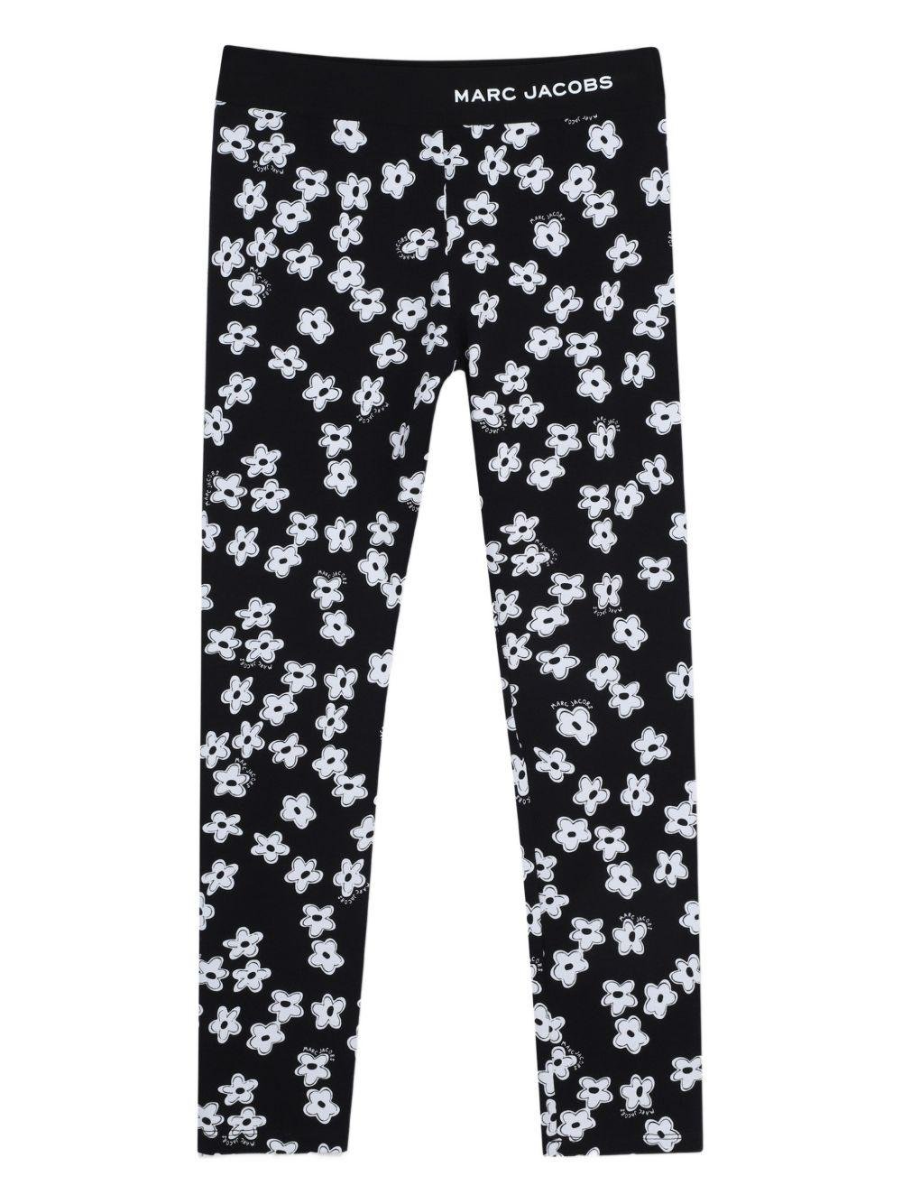 Leggins per bambina The Marc Jacobs Kids neri con stampa a fiori all - over - Rubino Kids