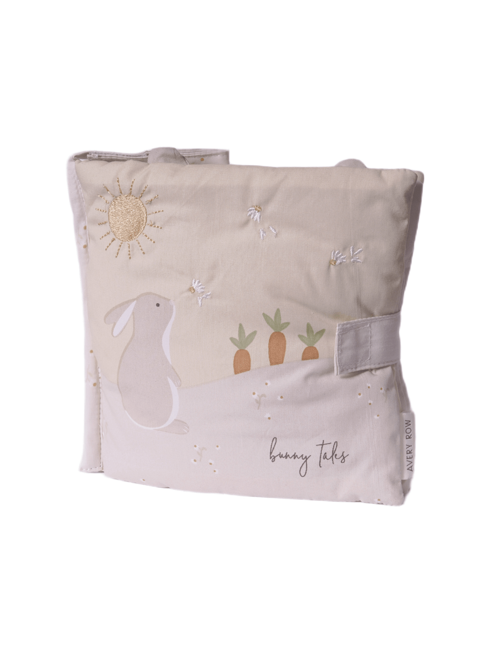 Libro in tessuto per neonati Avery Row beige "Racconti di coniglietti" - Rubino Kids
