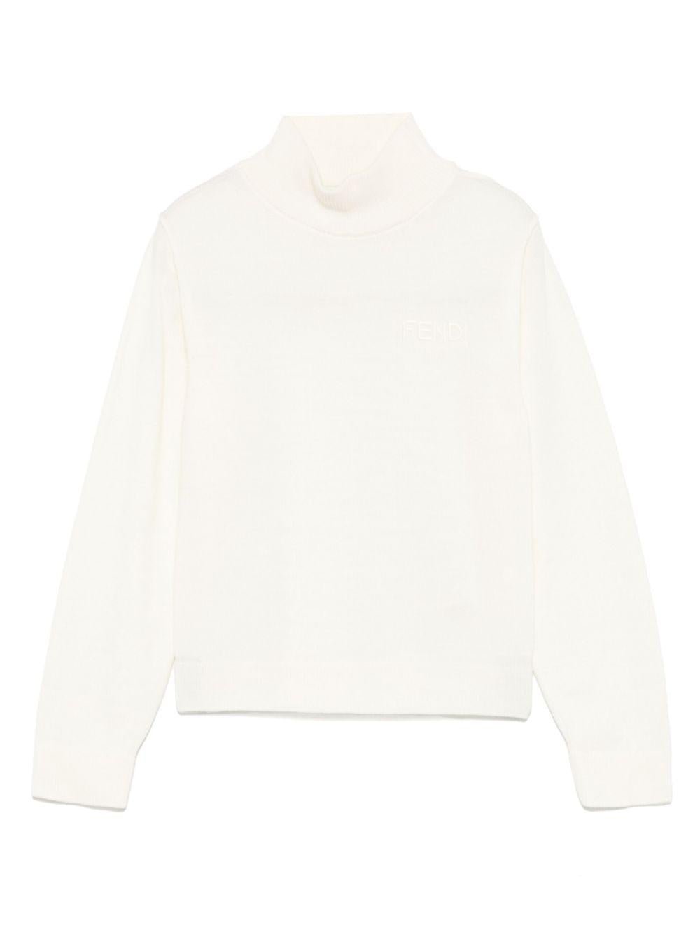 Maglia per bambina Fendi Kids bianco con collo alto - Rubino Kids