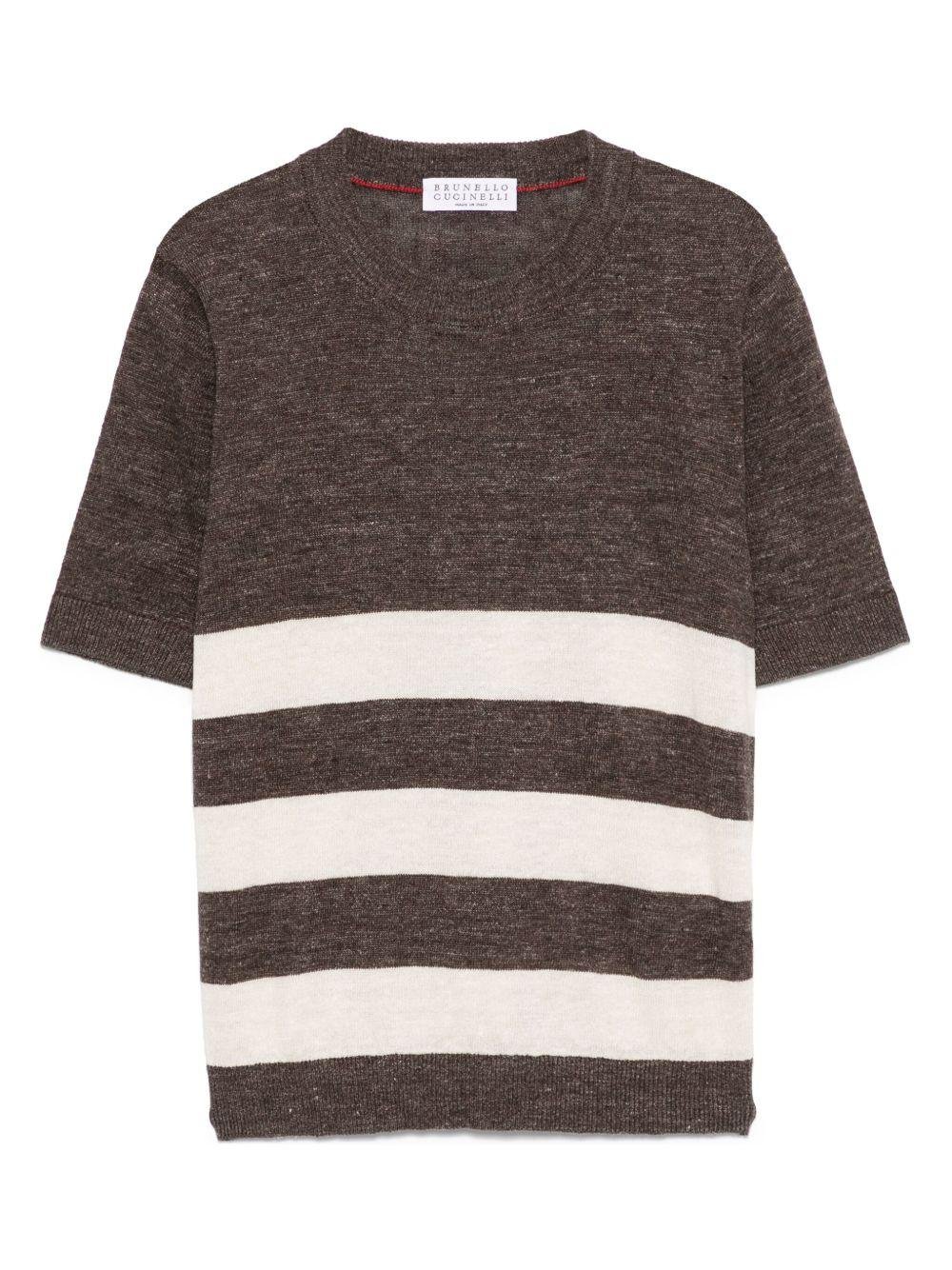 Maglia per bambino Brunello Cucinelli Kids marrone con design a righe - Rubino Kids