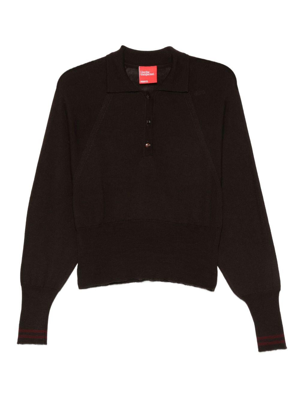 Maglia per donna Merci marrone con colletto stile polo - Rubino Kids