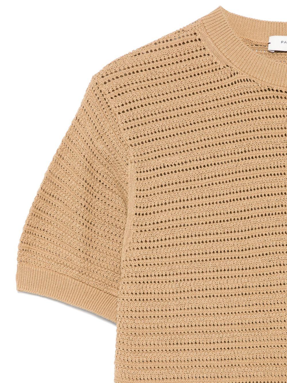 Maglietta lavorata a maglia per bambino Paolo Pecora Kids beige con orlo a coste - Rubino Kids