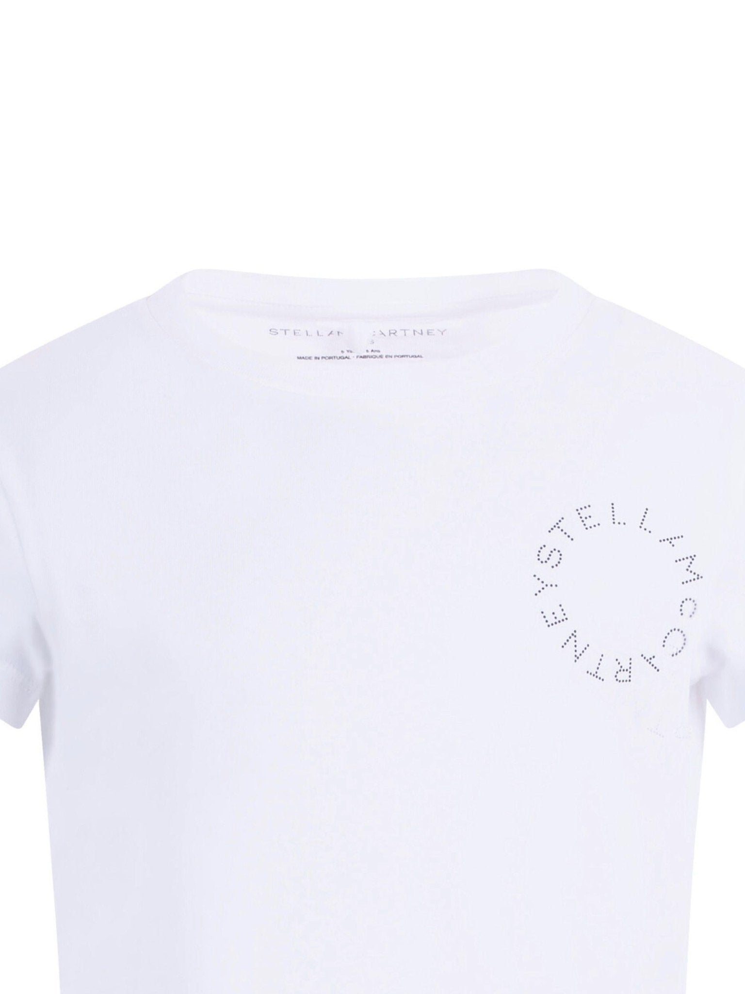 Maglietta per bambina Stella McCartney Kids bianca con logo circolare sul davanti - Rubino Kids