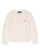 Maglione a trecce con testa di Medusa per bambino Versace Kids bianco con stile pull - on - Rubino Kids