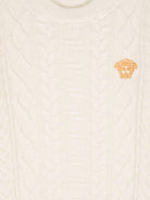 Maglione a trecce con testa di Medusa per bambino Versace Kids bianco con stile pull - on - Rubino Kids