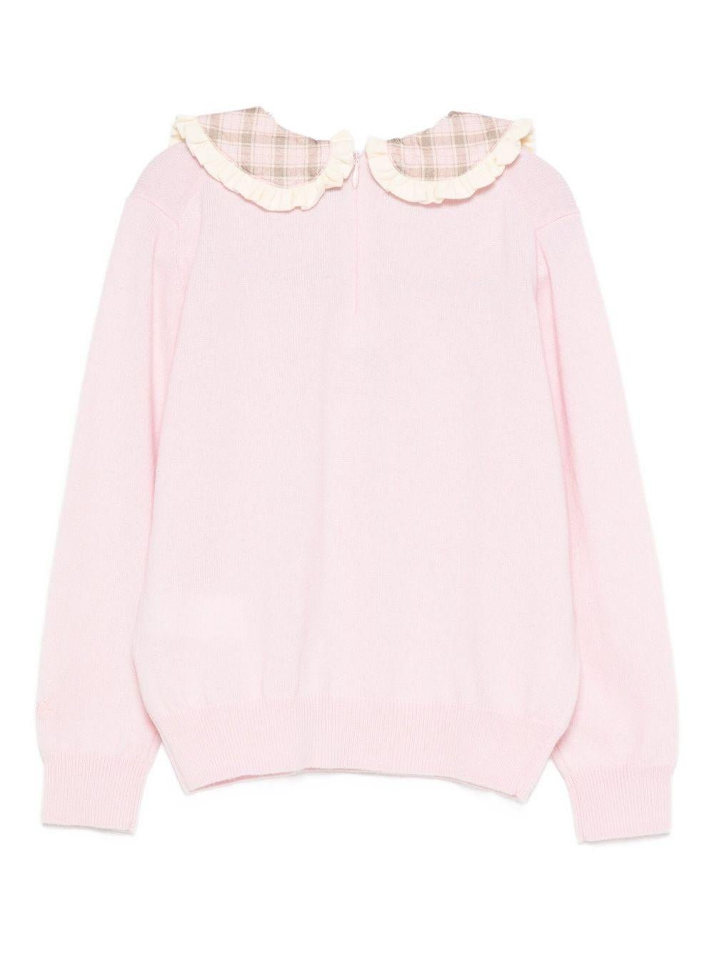 Maglione Alba per bambina MC2 Saint Barth Kids rosa con colletto ampio alla Peter Pan - Rubino Kids