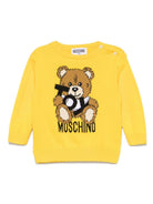 Maglione con motivo Teddy Bear per neonato Moschino Kids giallo con girocollo - Rubino Kids