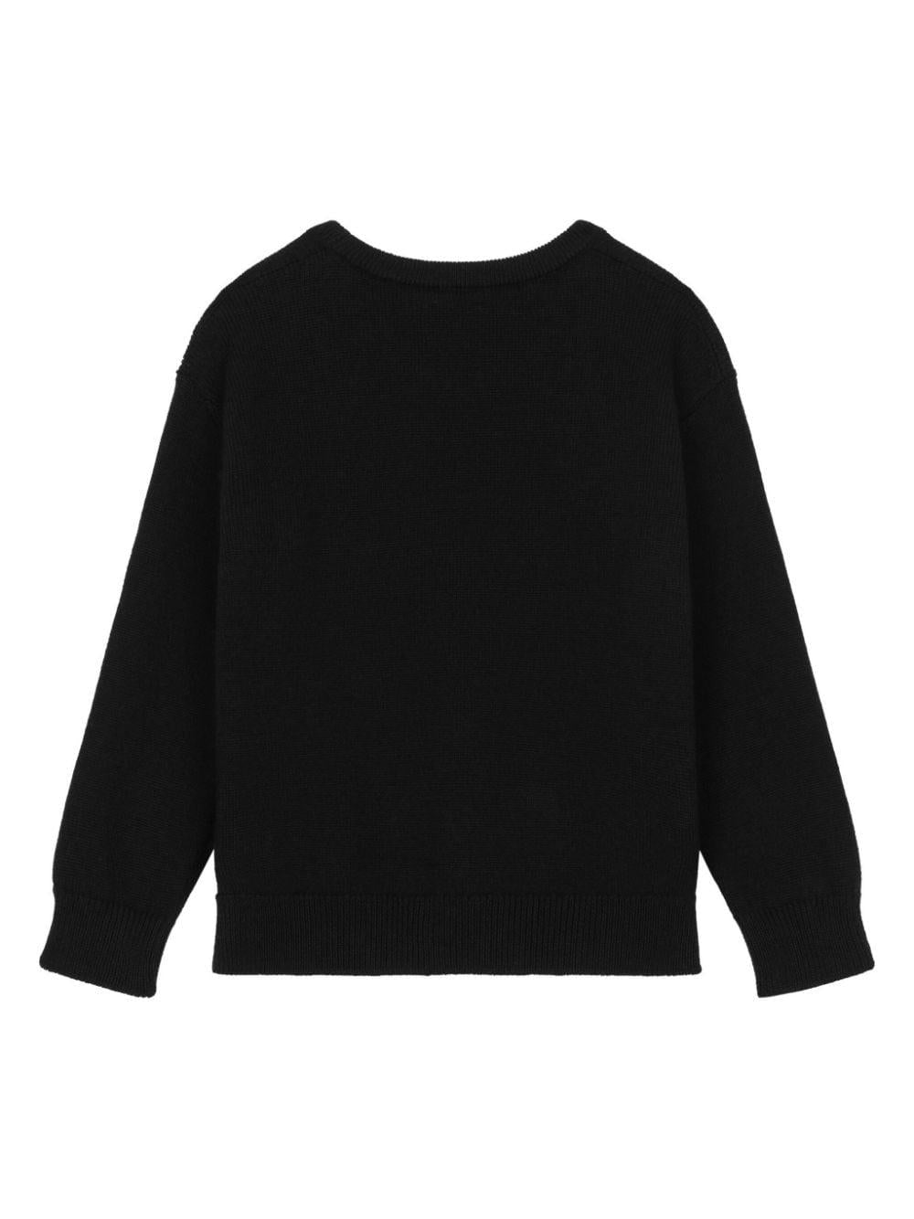 Maglione con ricamo per bambino Dolce & Gabbana Kids nero con girocollo - Rubino Kids