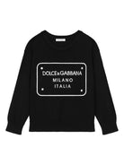 Maglione con ricamo per bambino Dolce & Gabbana Kids nero con girocollo - Rubino Kids