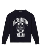 Maglione con stampa per bambino Dolce & Gabbana Kids blu con girocollo - Rubino Kids