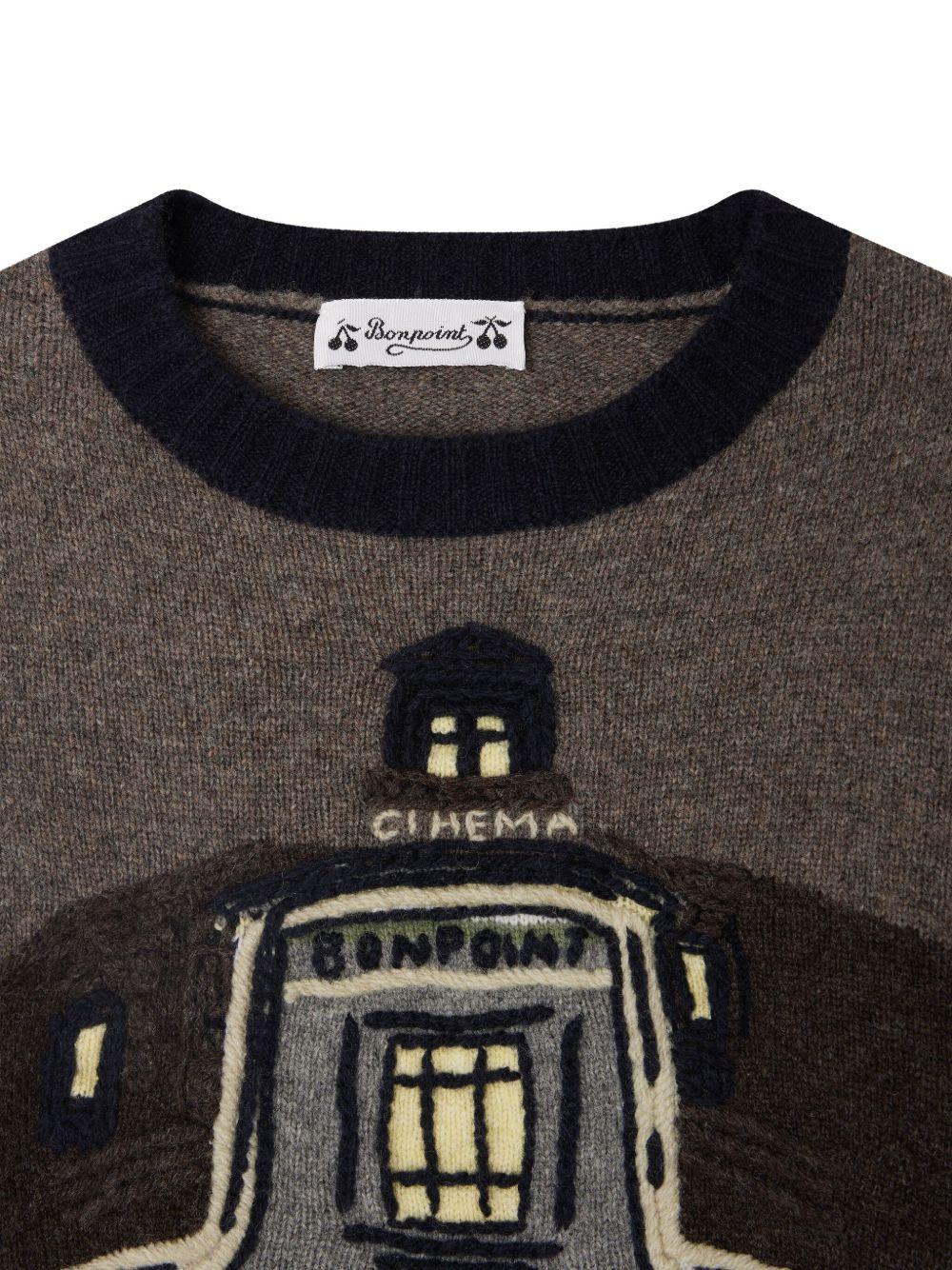 Maglione Jean per bambino Bonpoint blu con ricamo - Rubino Kids