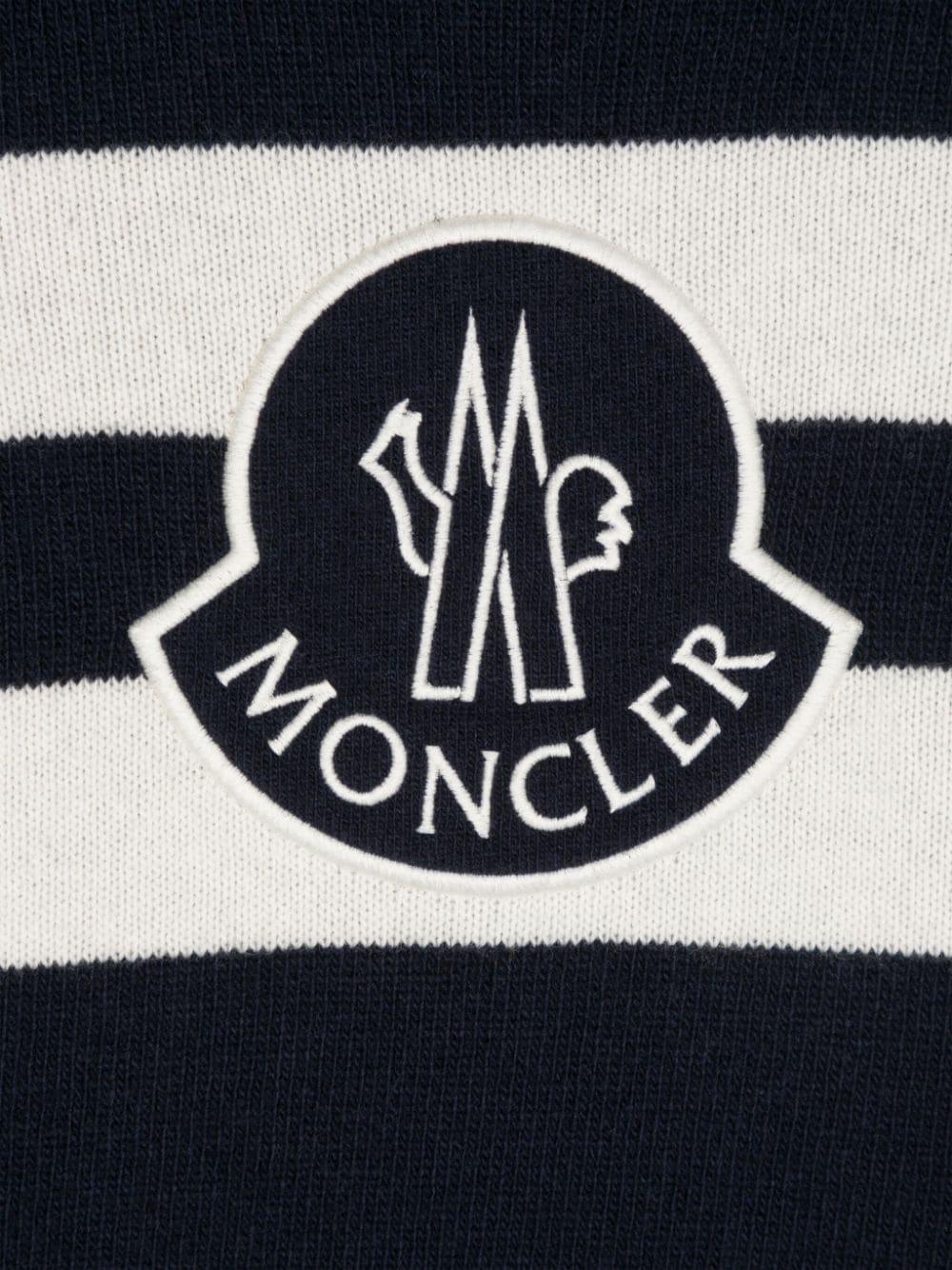Maglione lavorato a maglia con logo ricamato per bambino Moncler Enfant blu con girocollo - Rubino Kids