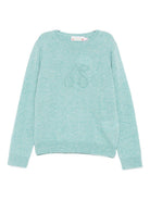 Maglione per bambina Bonpoint azzurro con logo ricamato - Rubino Kids