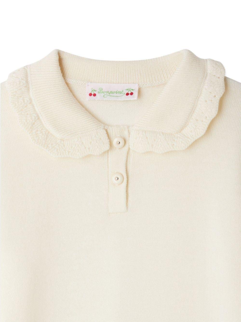 Maglione per bambina Bonpoint Brynja bianco con ruches sullo scollo - Rubino Kids