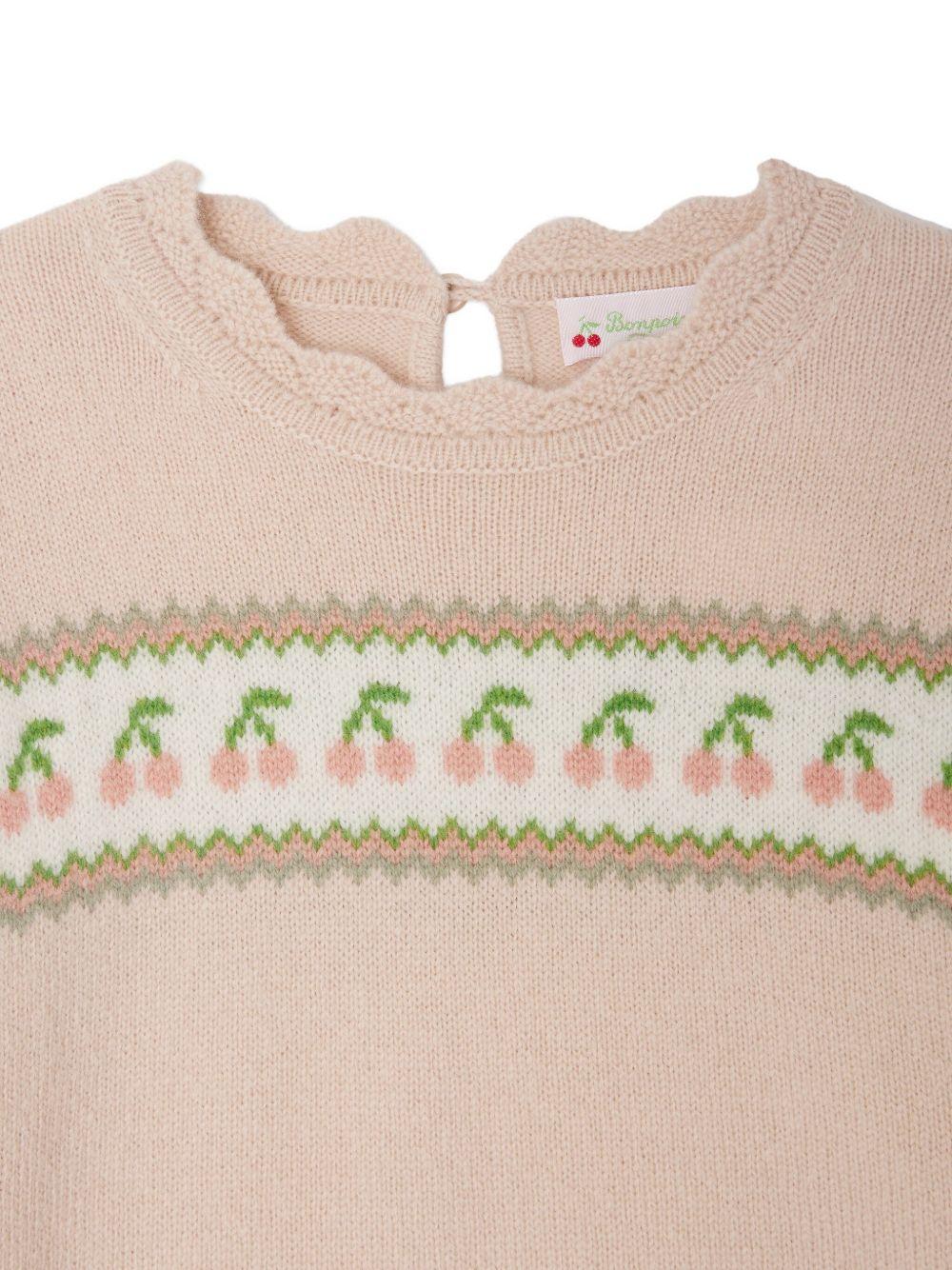 Maglione per bambina Bonpoint Judith rosa con effetto jacquard - Rubino Kids