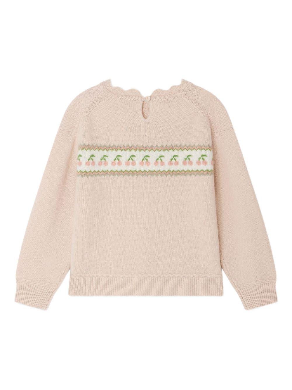 Maglione per bambina Bonpoint Judith rosa con effetto jacquard - Rubino Kids