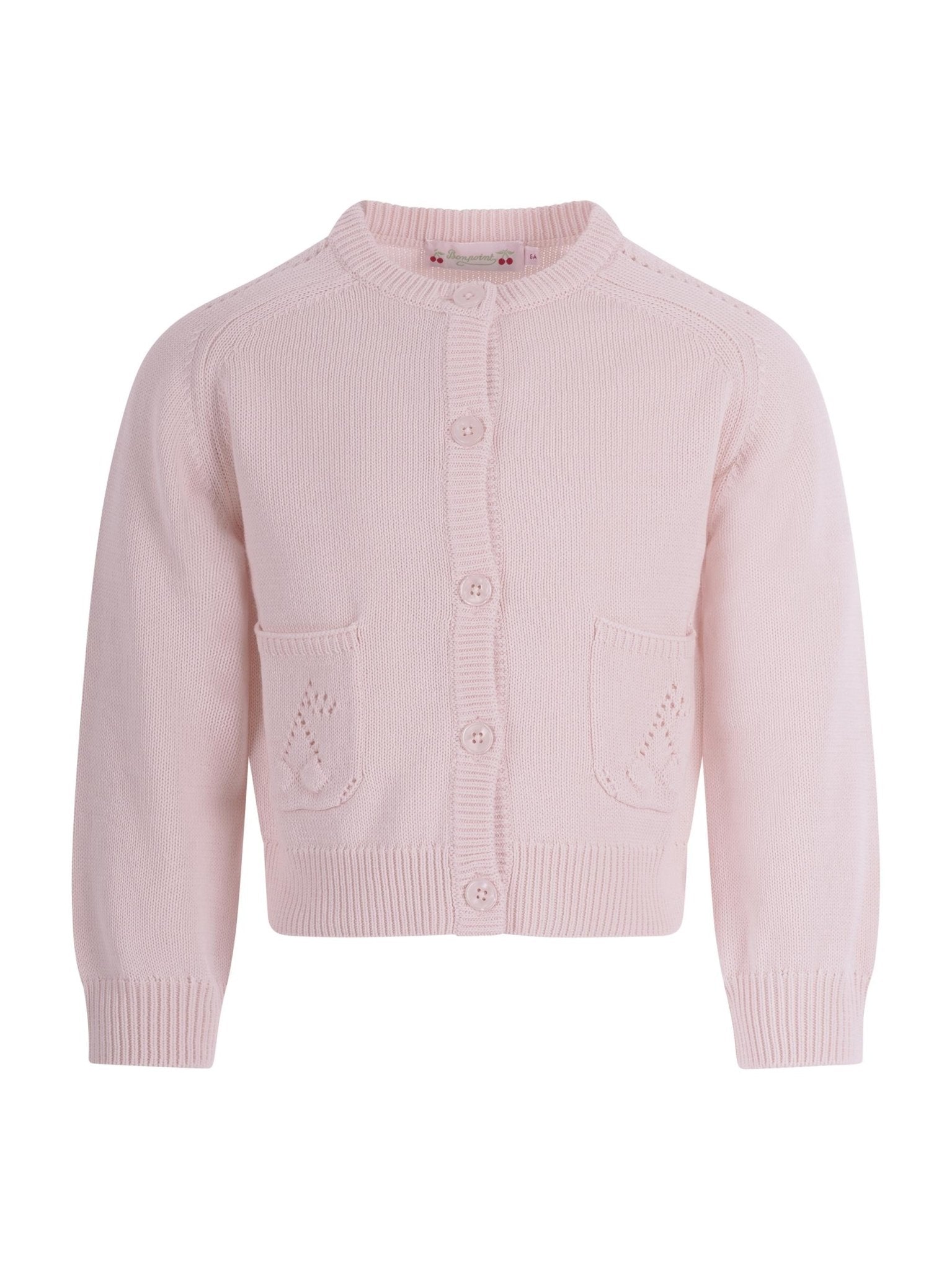Maglione per bambina Bonpoint rosa con ricamo ciliegie sul davanti - Rubino Kids