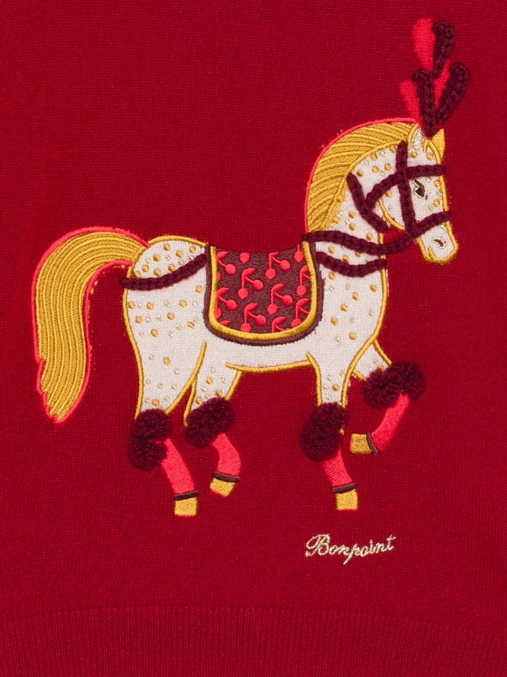 Maglione per bambina Bonpoint rosso con stampa cavallo - Rubino Kids
