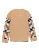 Maglione per bambina Burberry Kids beige con motivo a quadri - Rubino Kids