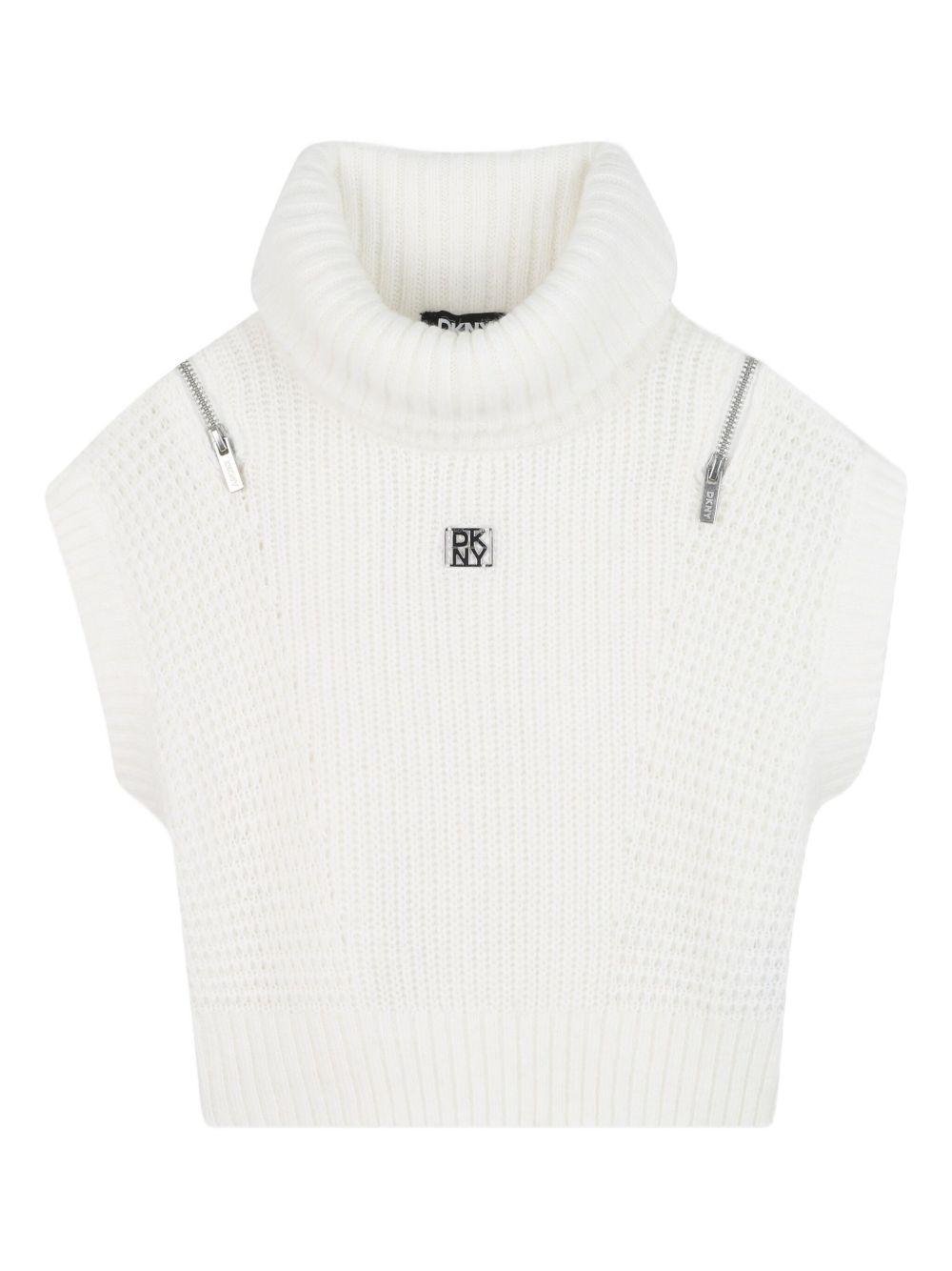 Maglione per bambina Dkny Kids bianco con collo alto - Rubino Kids