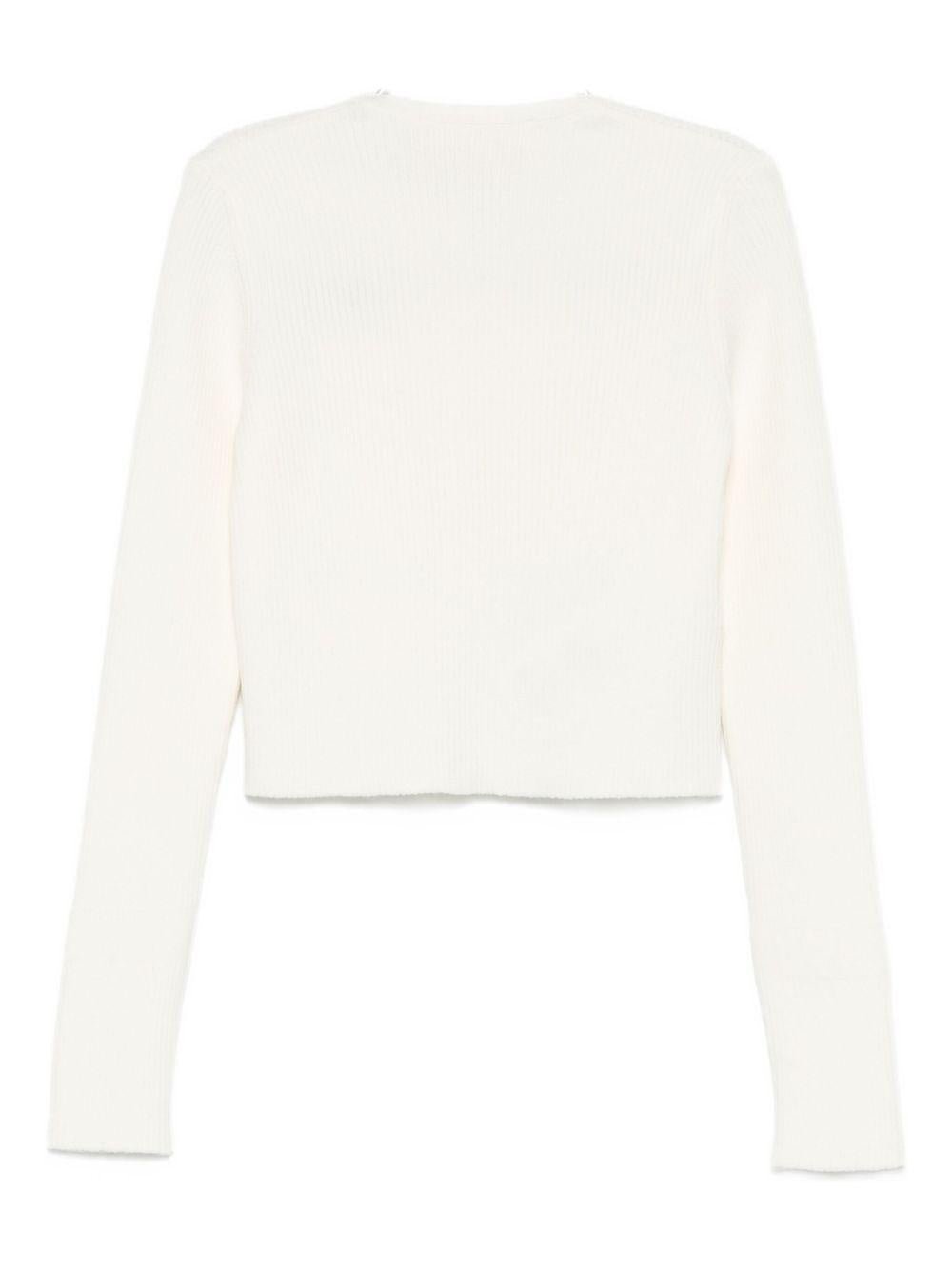 Maglione per bambina Elisabetta Franchi La Mia Bambina bianco con dettaglio con logo - Rubino Kids