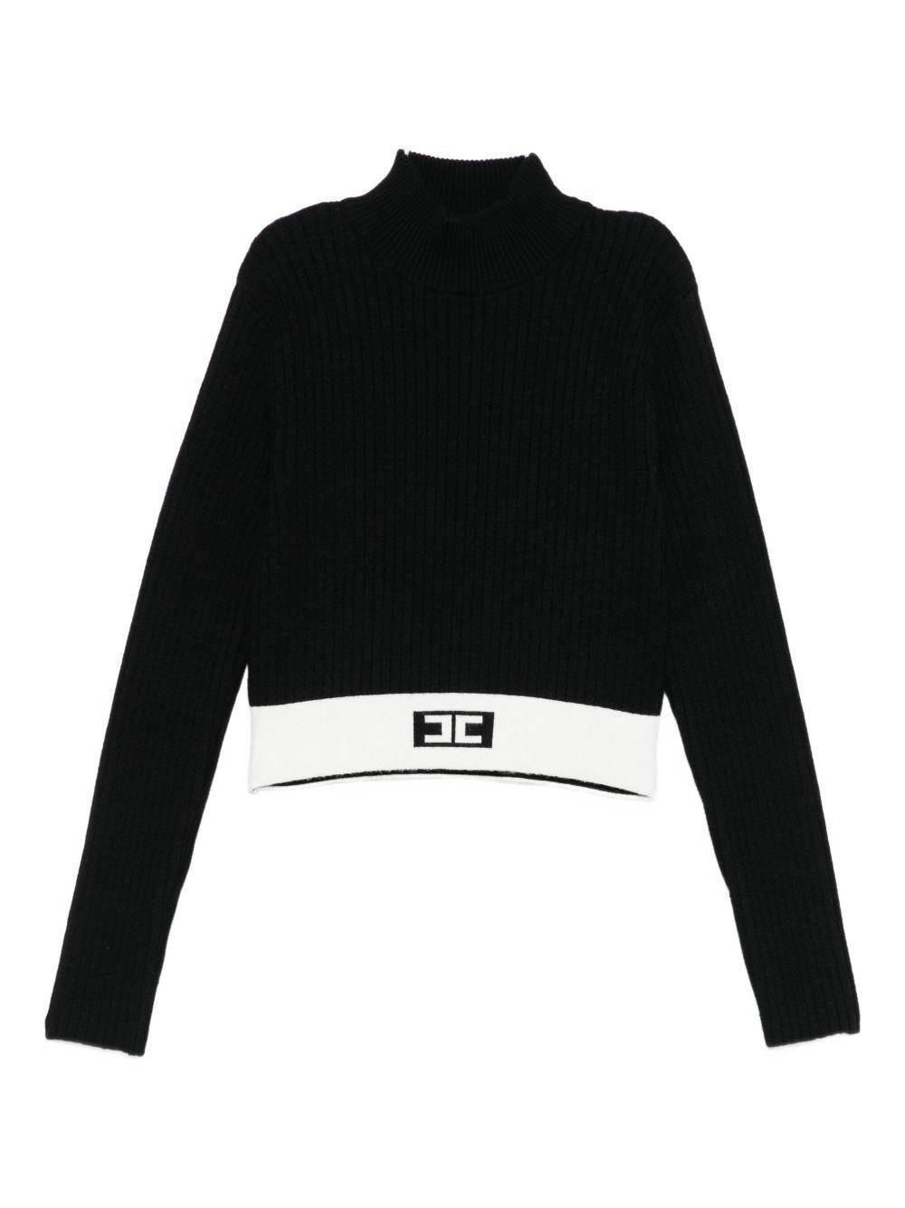 Maglione per bambina Elisabetta Franchi La Mia Bambina nero con banda logo - Rubino Kids