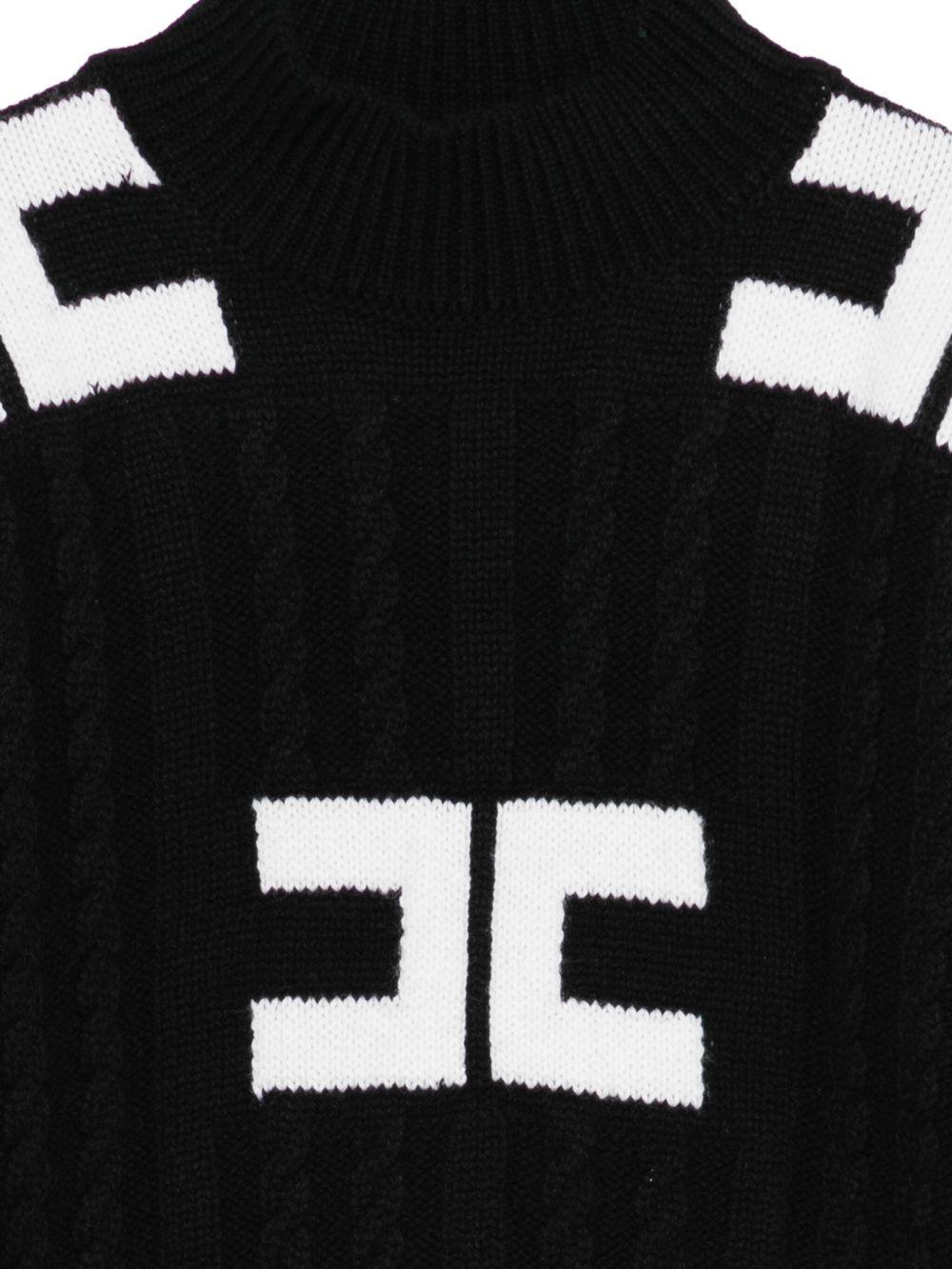 Maglione per bambina Elisabetta Franchi La Mia Bambina nero con dettagli con logo - Rubino Kids