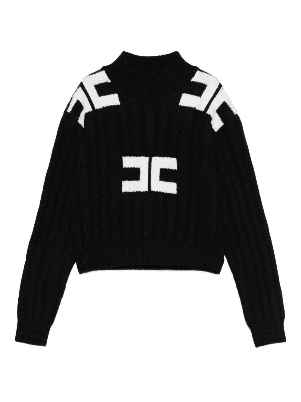 Maglione per bambina Elisabetta Franchi La Mia Bambina nero con dettagli con logo - Rubino Kids